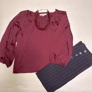 Loft blouse with V neck.